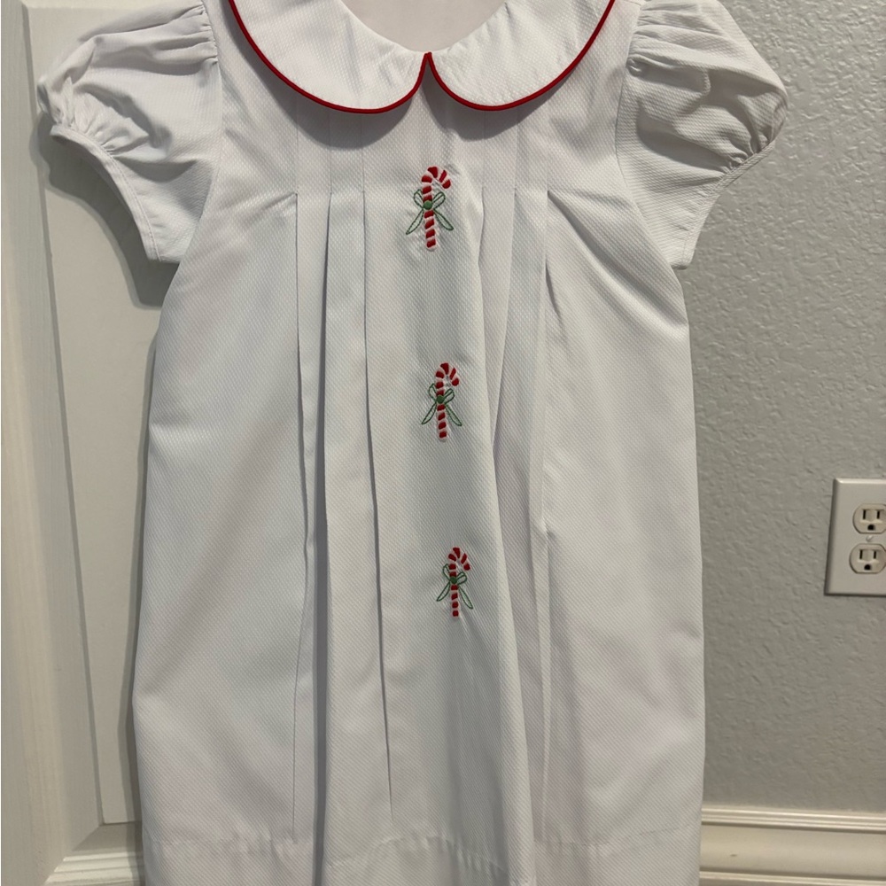 White Kids Formal Dress with Red Accents